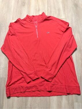 Vineyard Vines Men's Coral Red 1/4 Zip Pullover